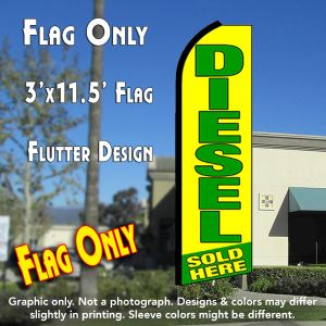 Diesel Sold Here (Yellow/Green) Windless Advertising Feather Banner – Flag Only