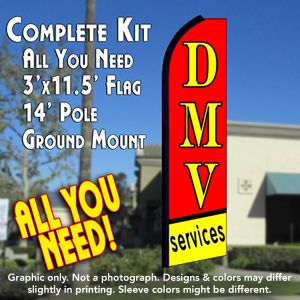 Dmv (Red/Yellow) Services Windless Advertising Feather Banner – Complete Flag Kit