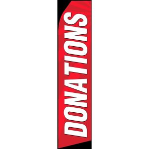 Donations Feather Banner Flag Kit (Flag, Pole, & Ground Mt) Red and White