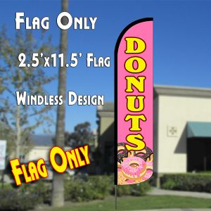 Donuts (Pink/Yellow) Windless Advertising Feather Banner – Flag Only