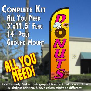 Donuts Windless Advertising Feather Banner – Complete Flag Kit