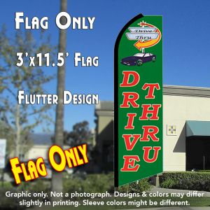 Drive Thru (Green) Windless Advertising Feather Banner – Flag Only