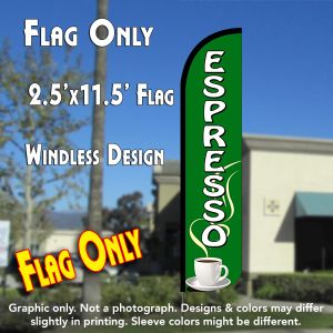Espresso (Green/White) Windless Advertising Feather Banner – Flag Only