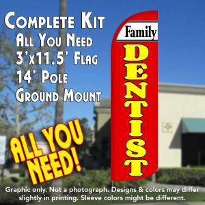 Family Dentist Windless Advertising Feather Banner – Complete Flag Kit