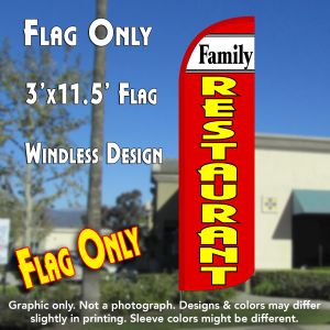 Family Restaurant (White/Red) Windless Advertising Feather Banner – Flag Only