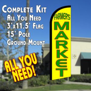 Farmer'S Market (Yellow) Windless Advertising Feather Banner – Complete Flag Kit