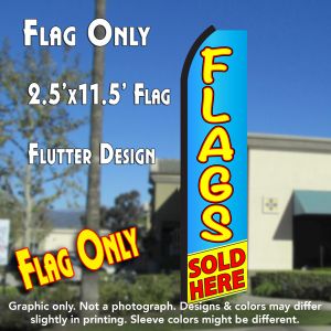 Flags Sold Here (Blue/Yellow) Windless Advertising Feather Banner – Flag Only