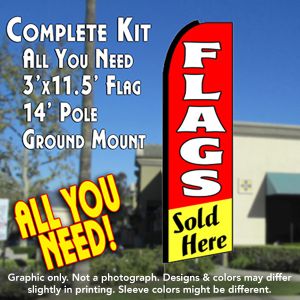 Flags Sold Here Windless Advertising Feather Banner – Complete Flag Kit