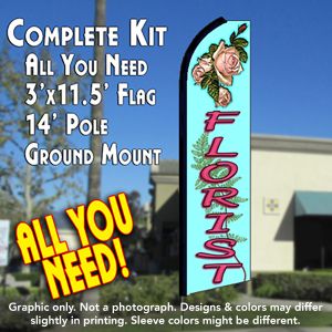 Florist Windless Advertising Feather Banner – Complete Flag Kit