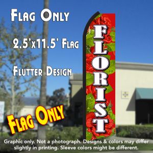 Florist (Red/White) Windless Advertising Feather Banner – Flag Only