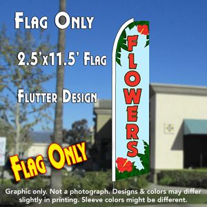 Flowers (Blue) Windless Advertising Feather Banner – Flag Only