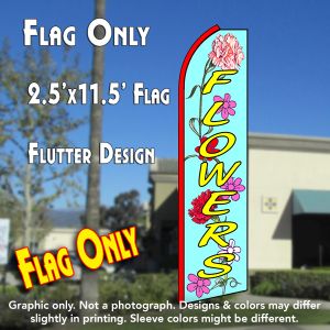 Flowers (Cyan/Yellow) Windless Advertising Feather Banner – Flag Only