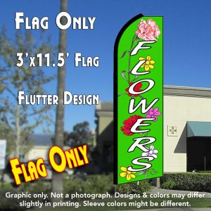 Flowers (Green) Windless Advertising Feather Banner – Flag Only
