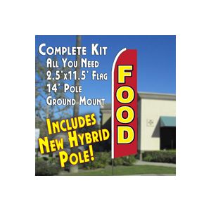 FOOD  (11 x Feather Banner Flag Kit (Flag, Pole, & Ground Mt)
