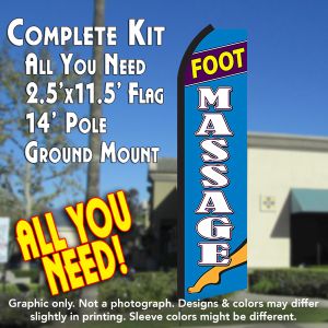 Foot Massage (Blue/White) Windless Advertising Feather Banner – Complete Flag Kit