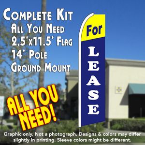 For Lease (Yellow/Blue) Windless Advertising Feather Banner – Complete Flag Kit