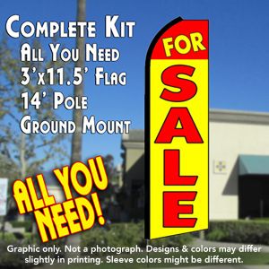 FOR SALE (Red/Yellow) Flutter Feather Banner Flag Kit (Flag, Pole, & Ground Mt)