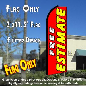 Free Estimate (Red) Windless Advertising Feather Banner – Flag Only