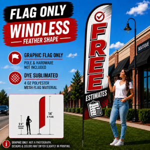 Free Estimates Windless Advertising Feather Banner – Flag Only