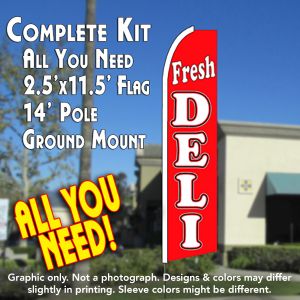 Fresh Deli (Red) Windless Advertising Feather Banner – Complete Flag Kit