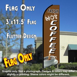 Fresh Hot Coffee (Brown) Windless Advertising Feather Banner – Flag Only