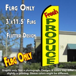 Fresh Produce (Yellow) Windless Advertising Feather Banner – Flag Only