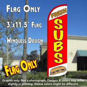 Fresh Subs (White/Red) Windless Advertising Feather Banner – Flag Only