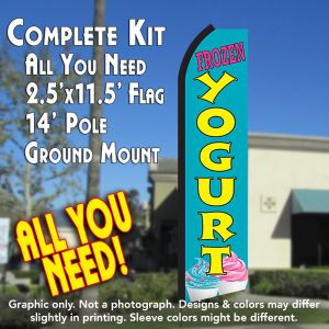Frozen Yogurt (Blue/Yellow) Windless Advertising Feather Banner – Complete Flag Kit