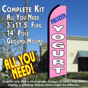 Frozen Yogurt (Pink) Windless Advertising Feather Banner – Complete Flag Kit