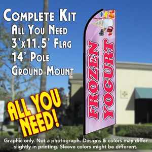 Frozen Yogurt (Purple) Windless Advertising Feather Banner – Complete Flag Kit