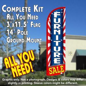Furniture Sale (Starburst) Windless Feather Banner Flag Kit (Flag, Pole, & Ground Mt)