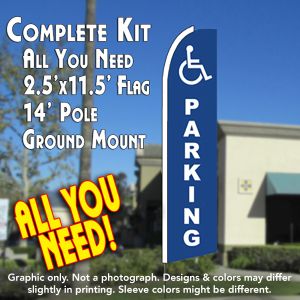 Handicapped Parking (Blue) Windless Advertising Feather Banner – Complete Flag Kit