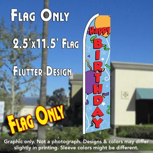 Happy Birthday (Blue) Windless Advertising Feather Banner – Flag Only