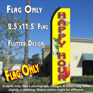 Happy Hour (Yellow) Windless Advertising Feather Banner – Flag Only