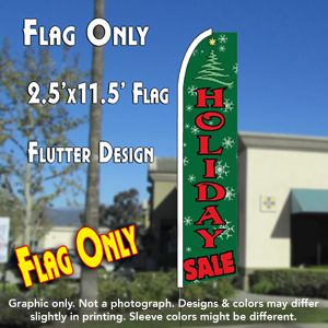 Holiday Sale (Green) Windless Advertising Feather Banner – Flag Only
