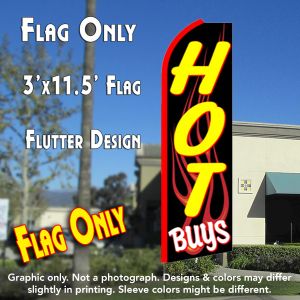 Hot Buys (Black) Windless Advertising Feather Banner – Flag Only