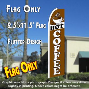 Hot Coffee (Brown/White) Windless Advertising Feather Banner – Flag Only