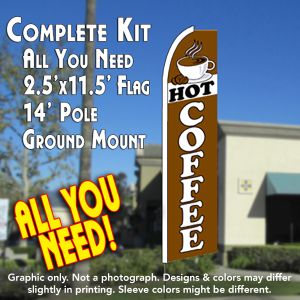 Hot Coffee (Brown/White) Windless Advertising Feather Banner – Complete Flag Kit