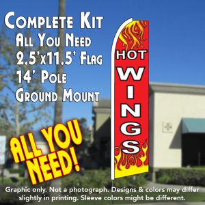 Hot Wings (Red) Windless Advertising Feather Banner – Complete Flag Kit
