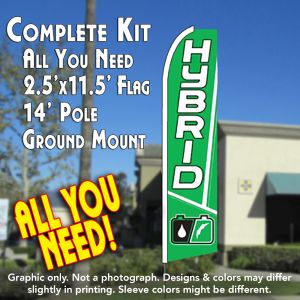 Hybrid (Green) Windless Advertising Feather Banner – Complete Flag Kit