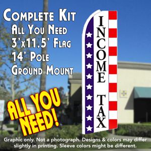 INCOME TAX (Stars & Stripes) Flutter Feather Banner Flag Kit (Flag, Pole, and Ground Mount)