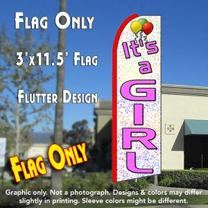 It'S A Girl (White) Windless Advertising Feather Banner – Flag Only