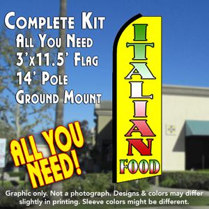 ITALIAN FOOD (Yellow) Flutter Feather Banner Flag Kit (Flag, Pole, & Ground Mt)
