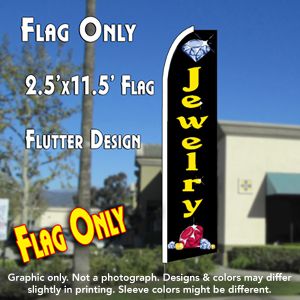 Jewelry (Black) Windless Advertising Feather Banner – Flag Only