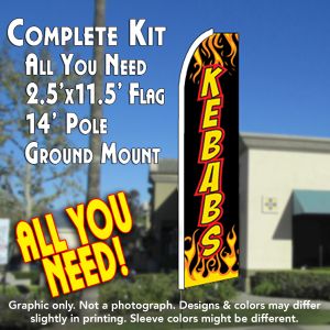 Kebabs (Flames) Windless Advertising Feather Banner – Complete Flag Kit