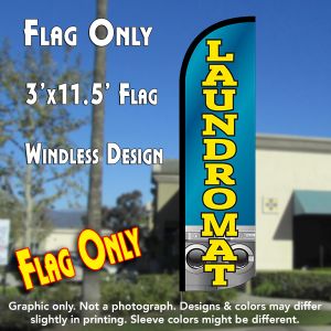 Laundromat (Blue/Yellow) Windless Advertising Feather Banner – Flag Only