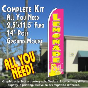 Lemonade (Pink) Windless Advertising Feather Banner – Complete Flag Kit