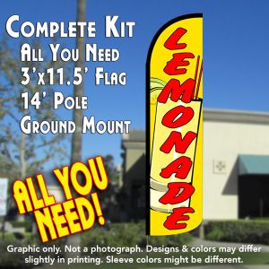 Lemonade (Yellow/Red) Windless Advertising Feather Banner – Complete Flag Kit