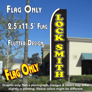 Locksmith (Black) Windless Advertising Feather Banner – Flag Only