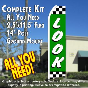 Look (Checkered) Windless Advertising Feather Banner – Complete Flag Kit